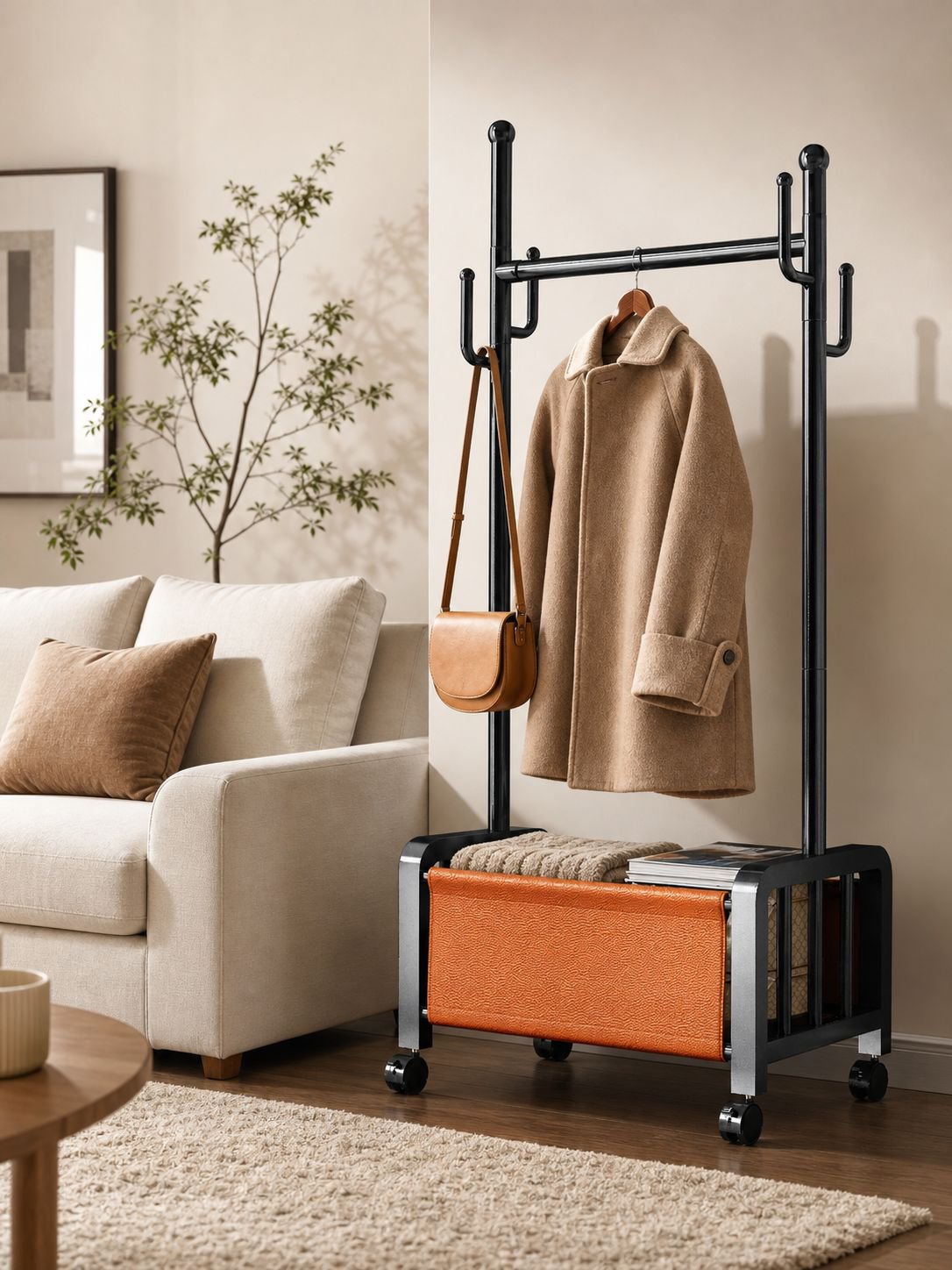 Multi-functional Luxury Floor Coat Rack, Portable Indoor Drying Rack