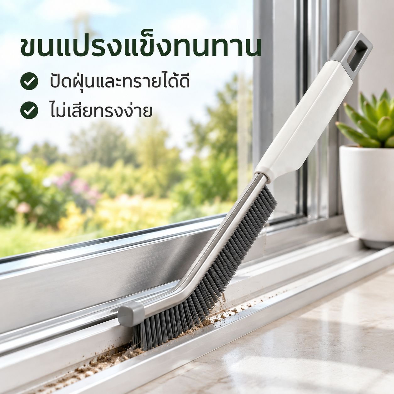 แปรงขนแข็งสำหรับทำความสะอาดร่องรางหน้าต่าง