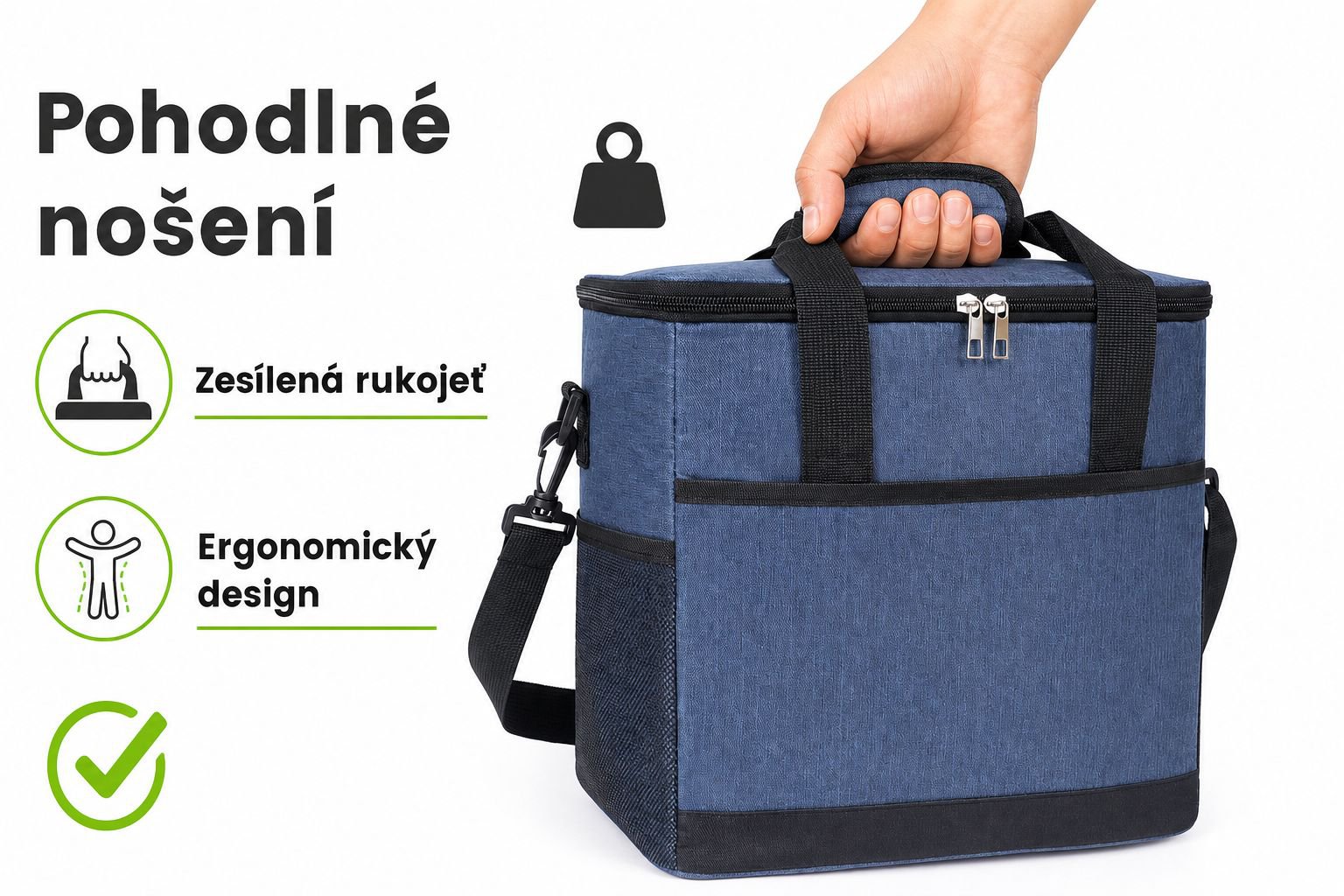 Snadno přenosná čtvercová termo taška