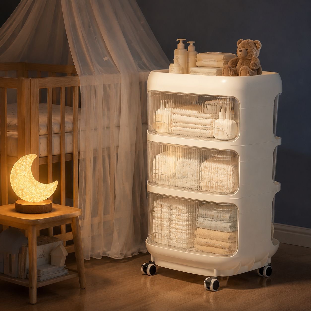 Estante de almacenamiento para bebés, diseño moderno y seguro