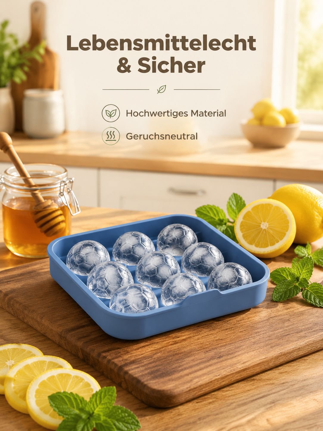 Lebensmittelechte runde Silikon-Eiswürfelform