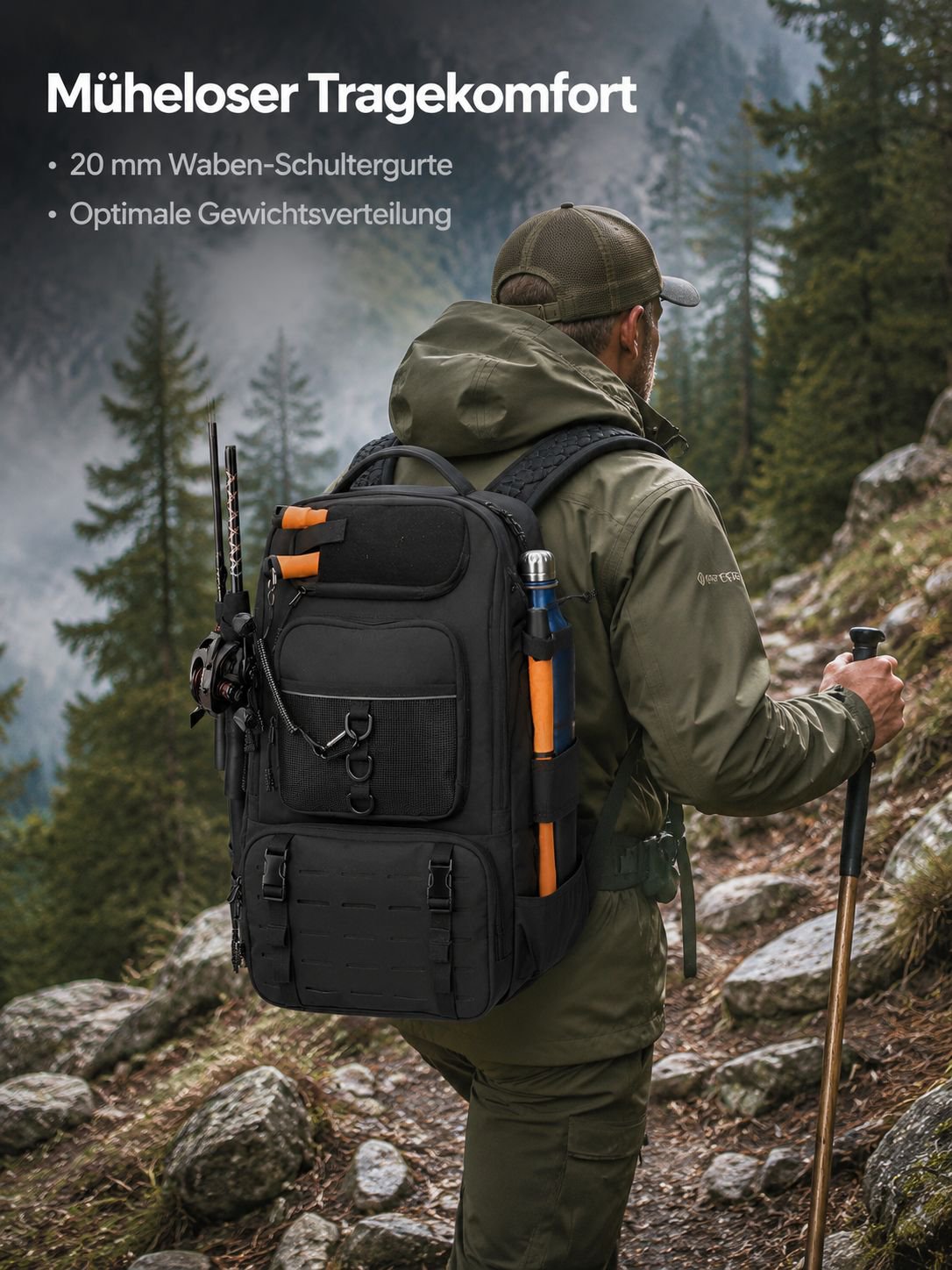 Neuer faltbarer multifunktionaler Outdoor-Angelrucksack mit großer Kapazität