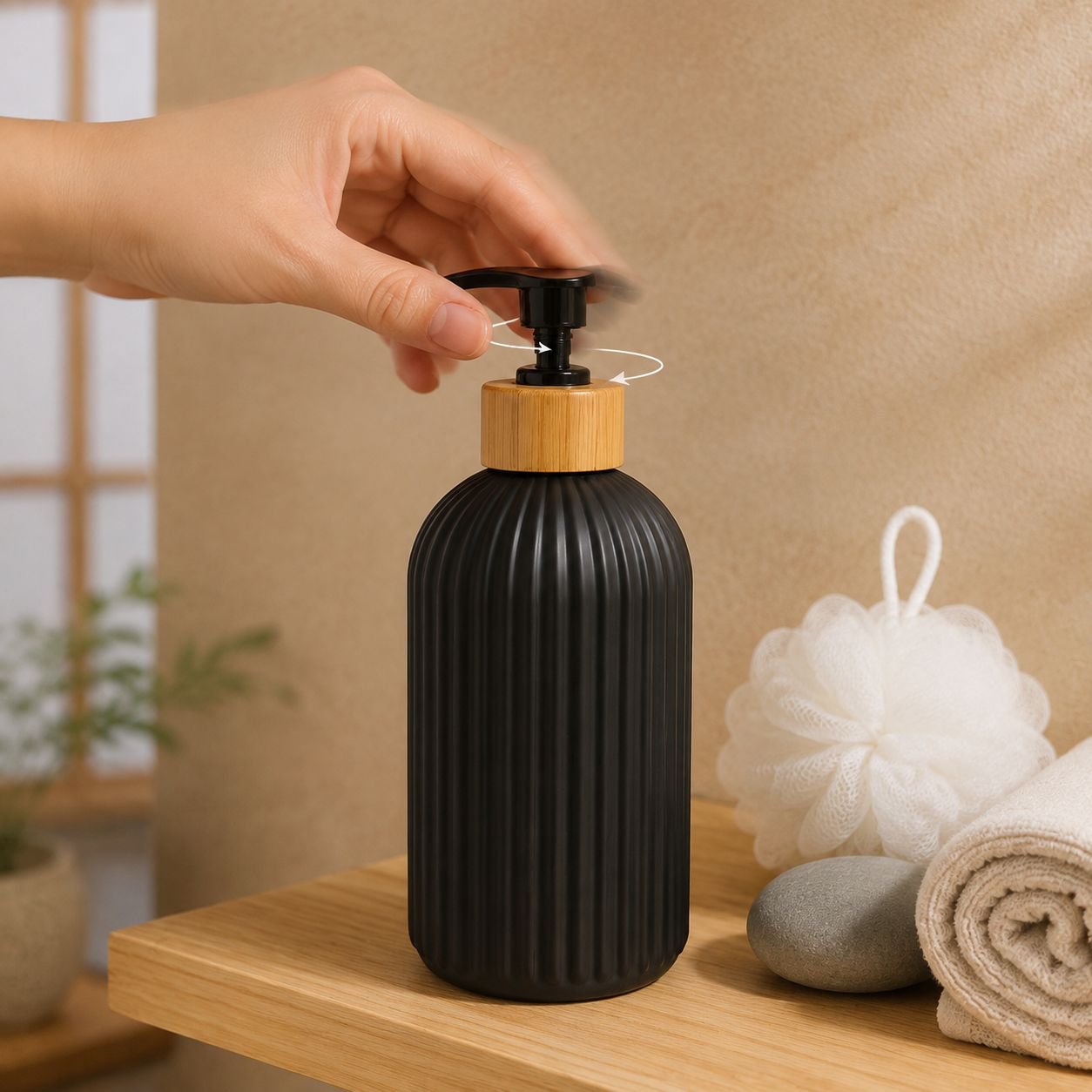500ml大容量シャンプーボトルの使用イメージ