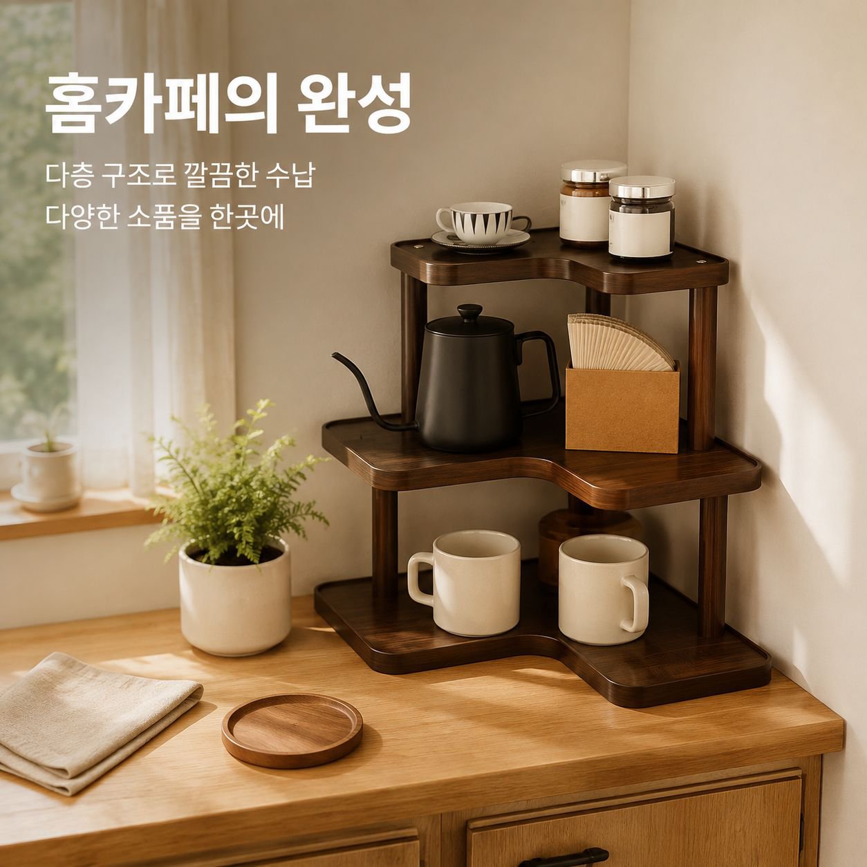 코너형 책상 다단 컵 홀더