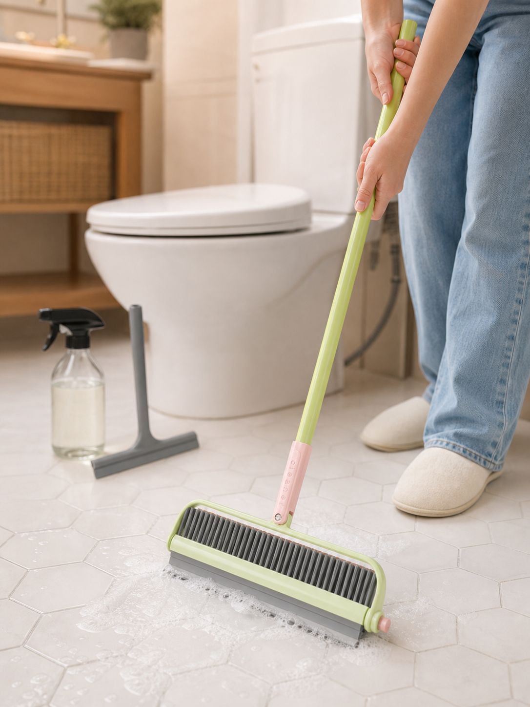 Brosse de nettoyage multifonction dopamine, double tête rotative, grattoir pour salle de bain
