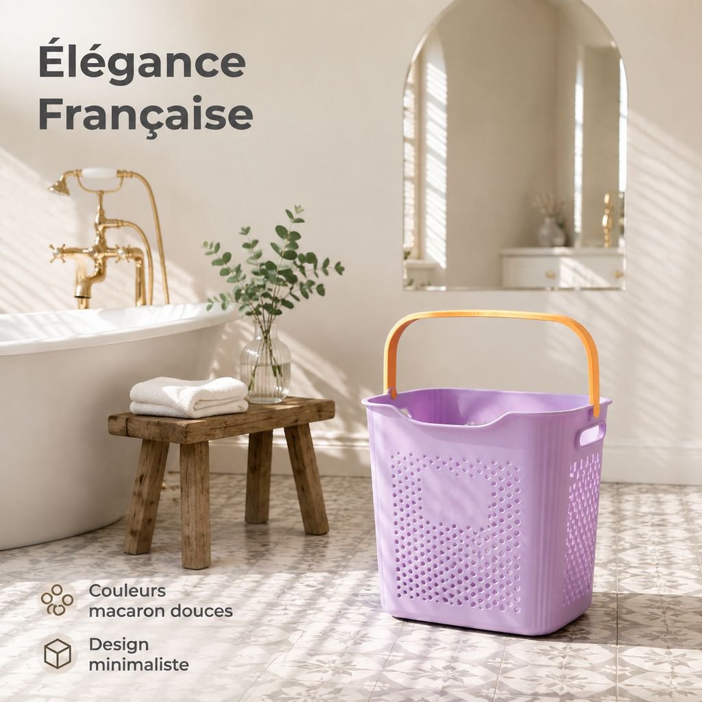 Panier à linge portable pour salle de bain domestique