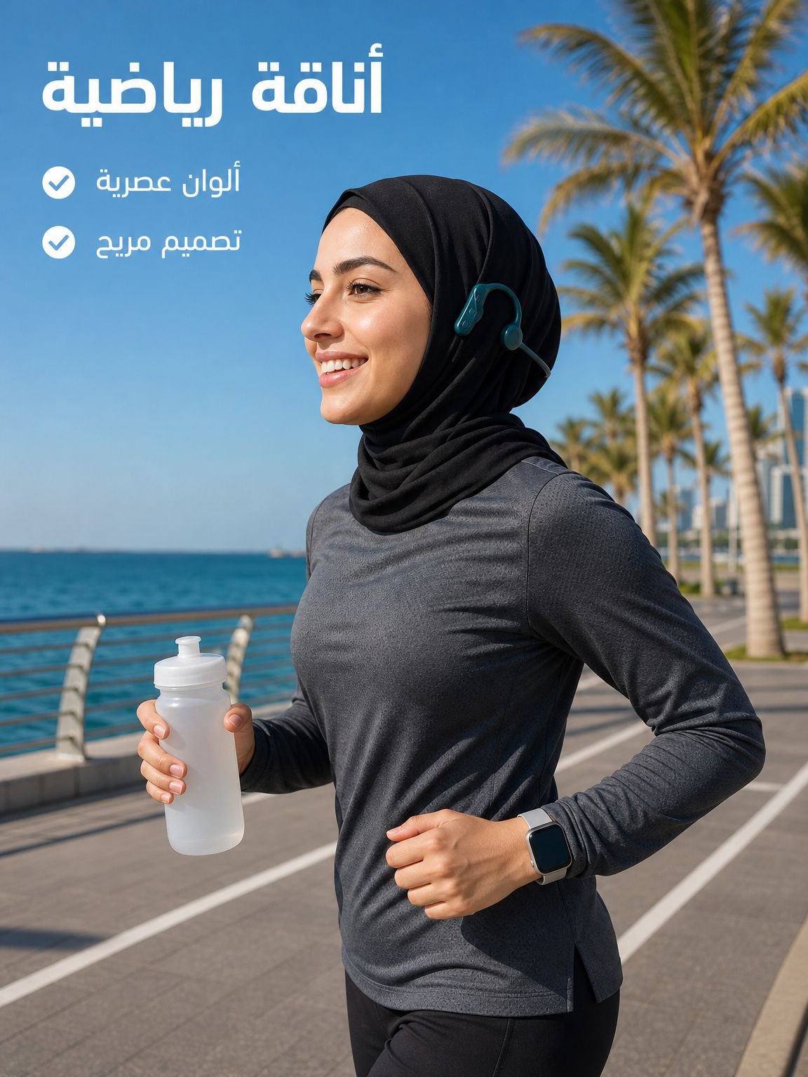 سماعة بلوتوث لاسلكية رياضية مقاومة للماء بتصميم مفتوح وتقنية توصيل عظمي
