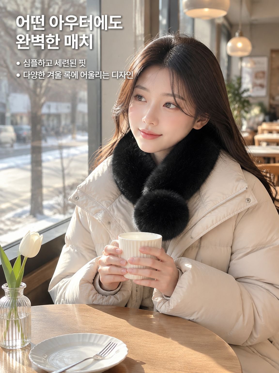여성 보온 인조 여우 스타일 머플러