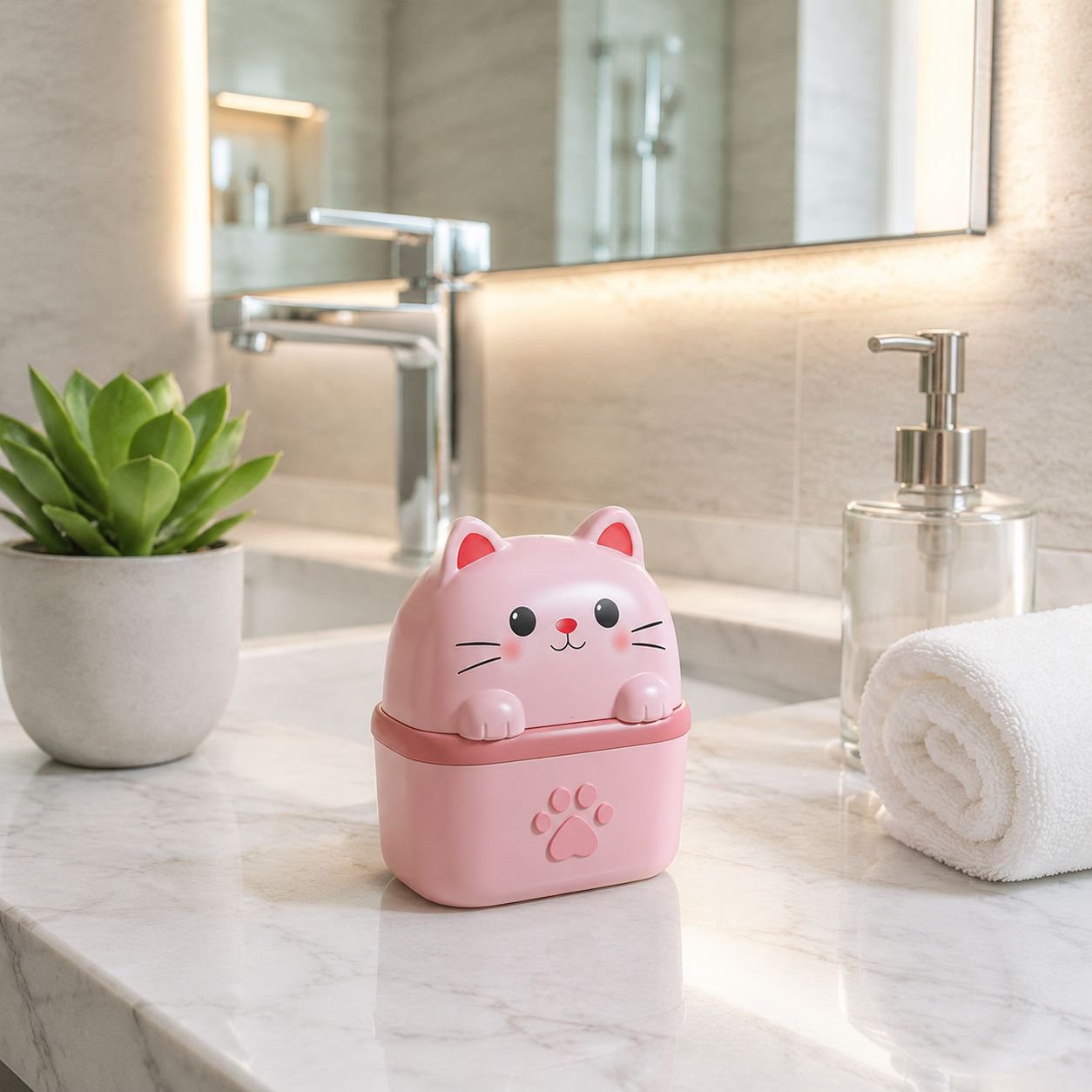 Travel-Friendly Soap Holder with Cute Cat Shape