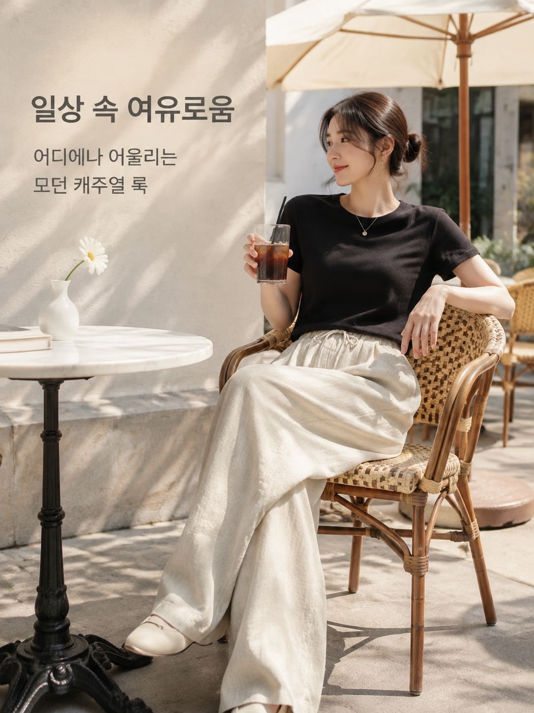 면마 통기성 시원한 와이드 팬츠