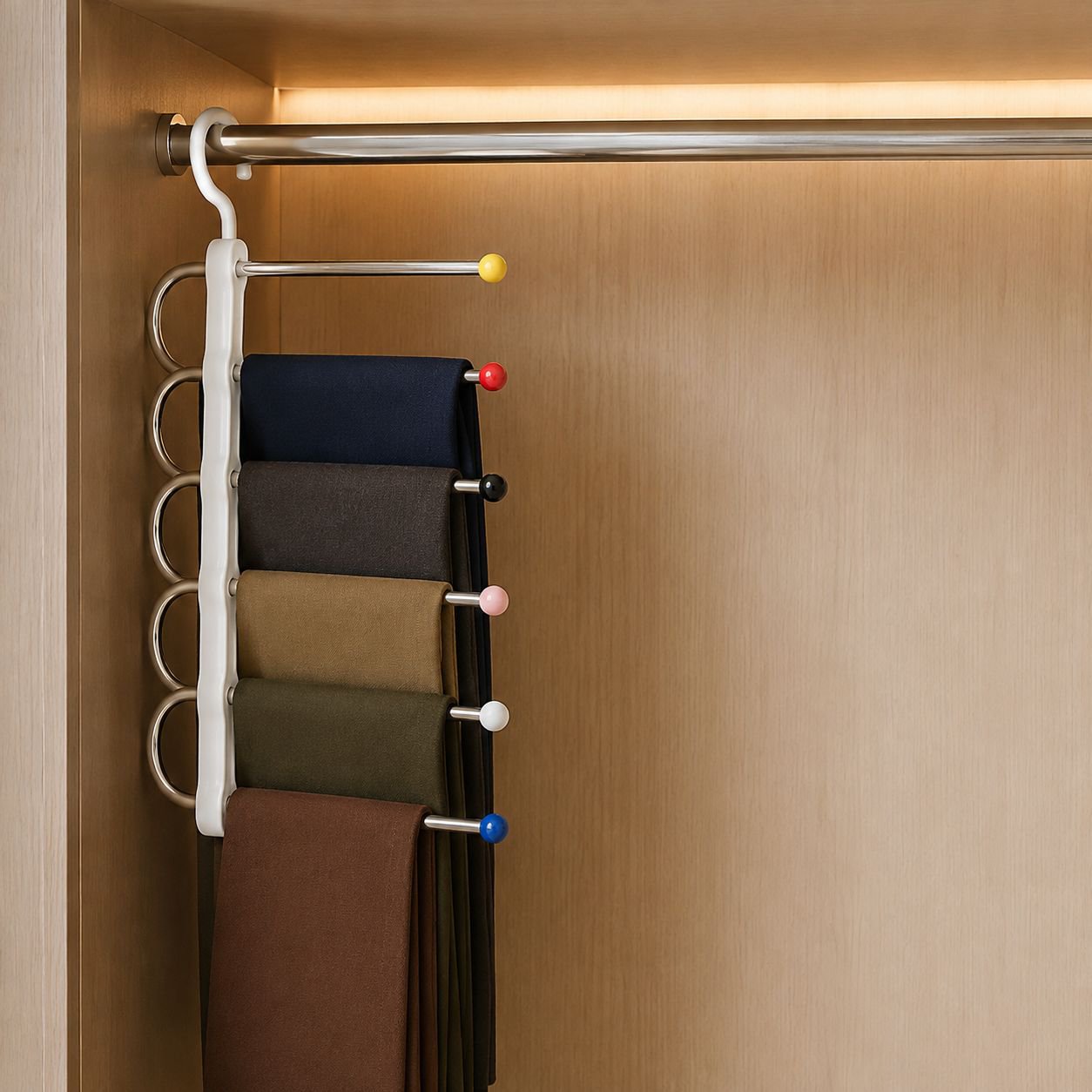 Foldable Pants Rack Multi-layer Non-slip Space-saving Closet Organizer
