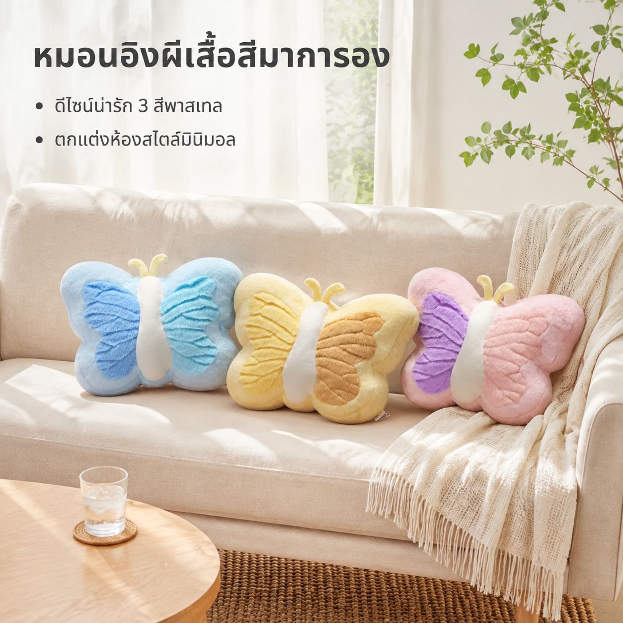 หมอนอิงลายผีเสื้อสุดน่ารักสำหรับบ้าน