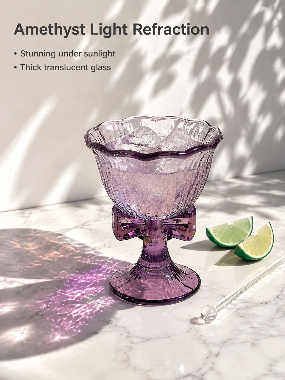 Creative bow glass arranged with festive tableware