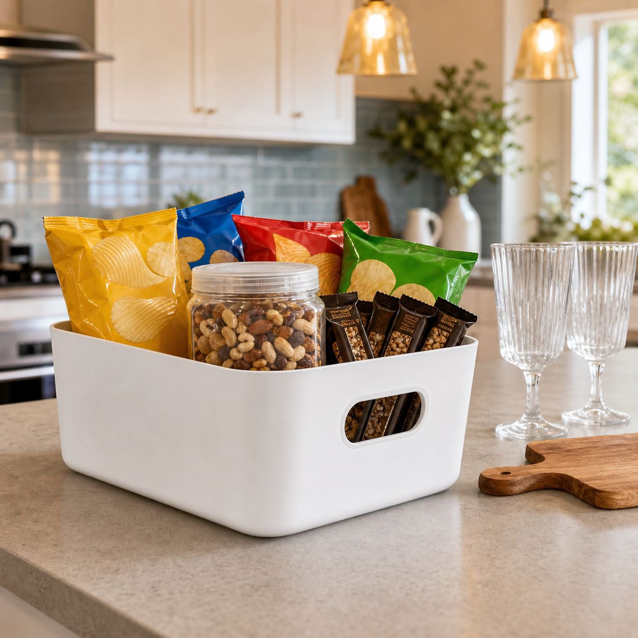Plastic Storage Basket for Miscellaneous Items and Snacks