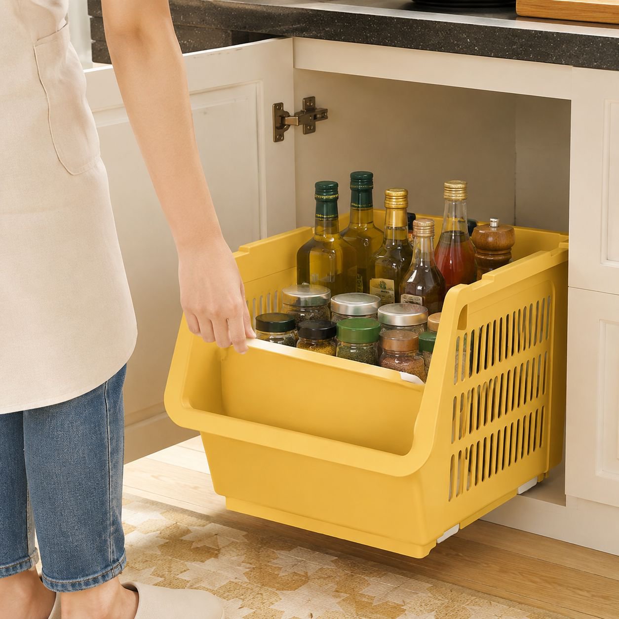 Cesta para almacenar juguetes en el suelo