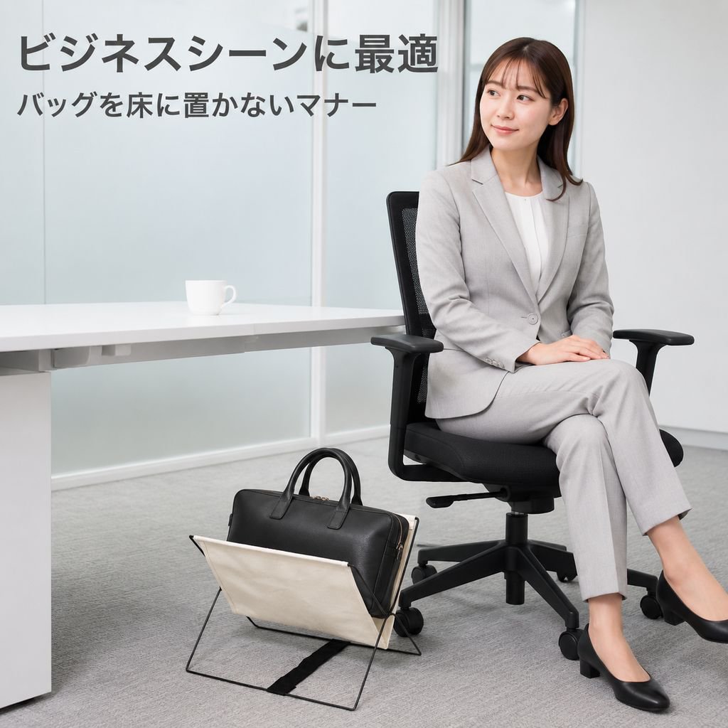 オフィス用折りたたみバッグ収納ラック デスク下多機能収納スタンド