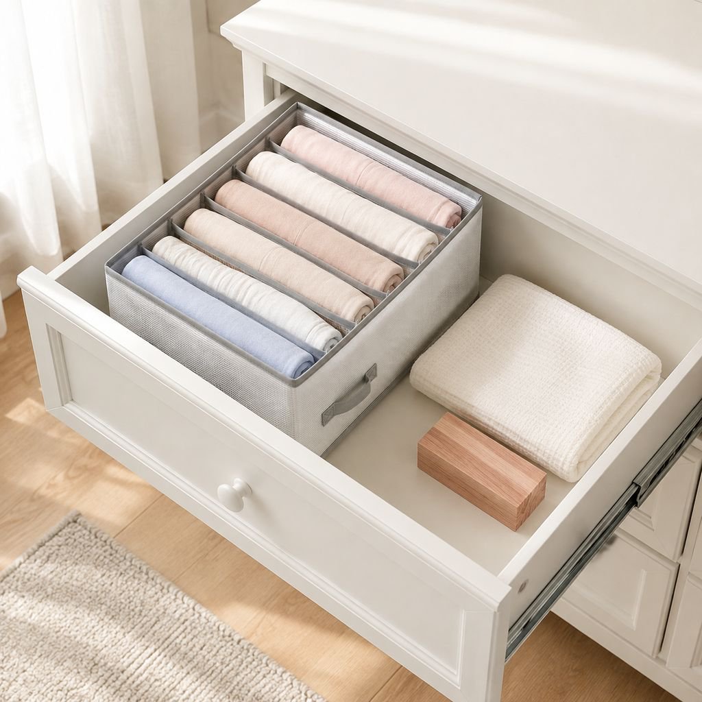 Large Capacity Transparent Drawer Organizer for Underwear and Panties, 8-Compartment Divider