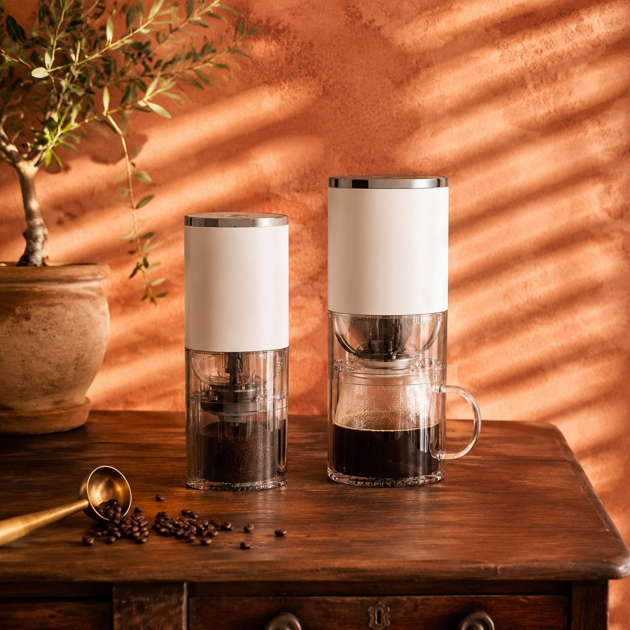 Home Mini Coffee Maker and Bean Grinder Set