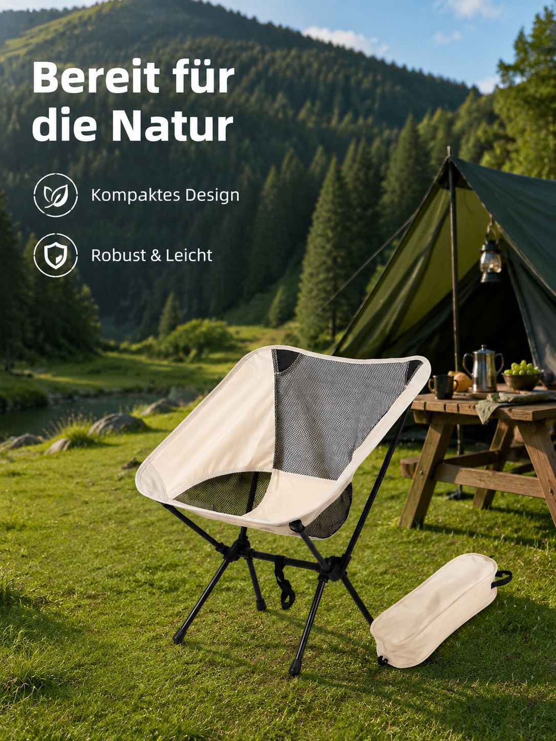 Tragbarer Outdoor-Faltstuhl, Strandstuhl, Angler-Tischstuhl, Zelt-Faltstuhl