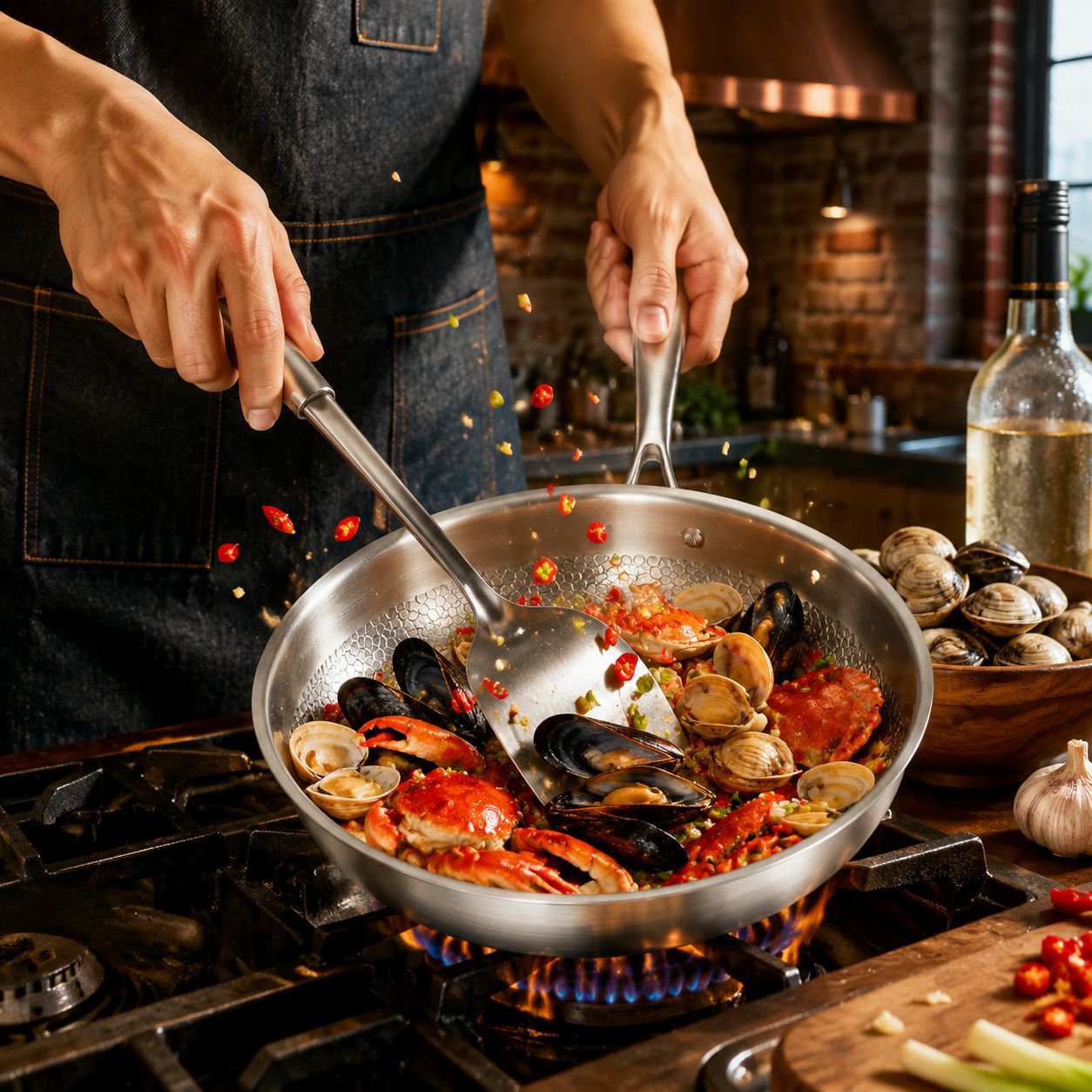 Uncoated non-stick frying pan