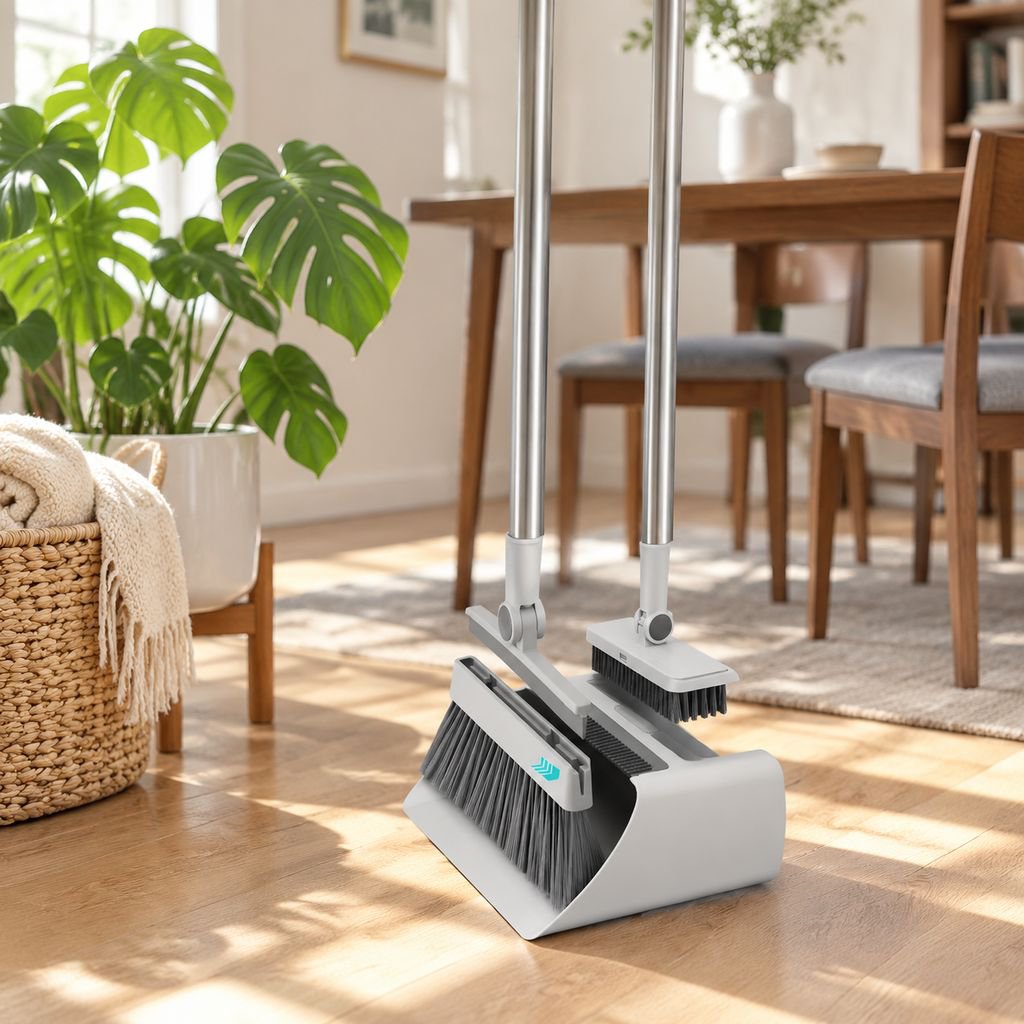 Household Cleaning Broom and Dustpan Combo
