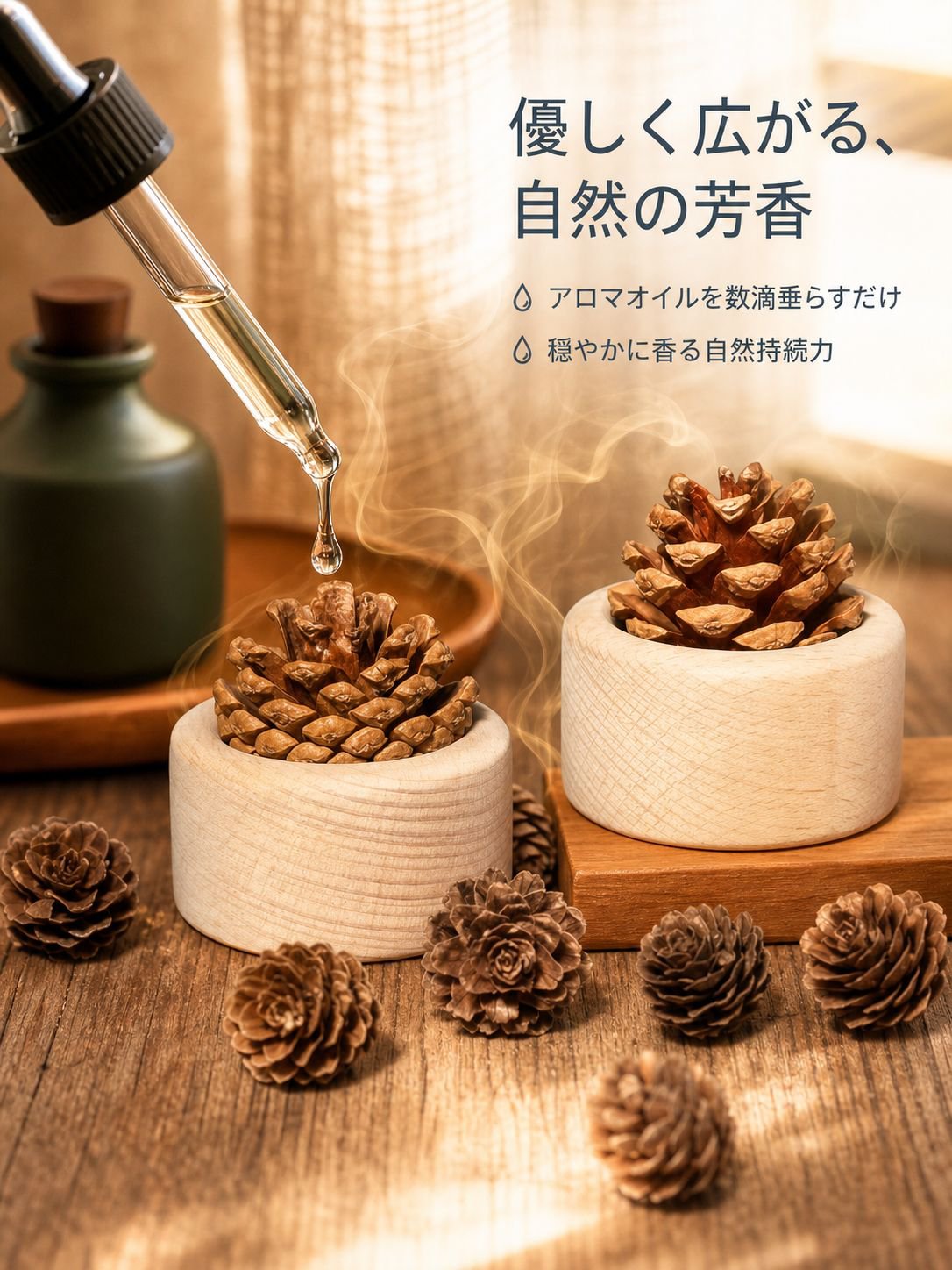 木製工芸品 松ぼっくりカーディフューザー