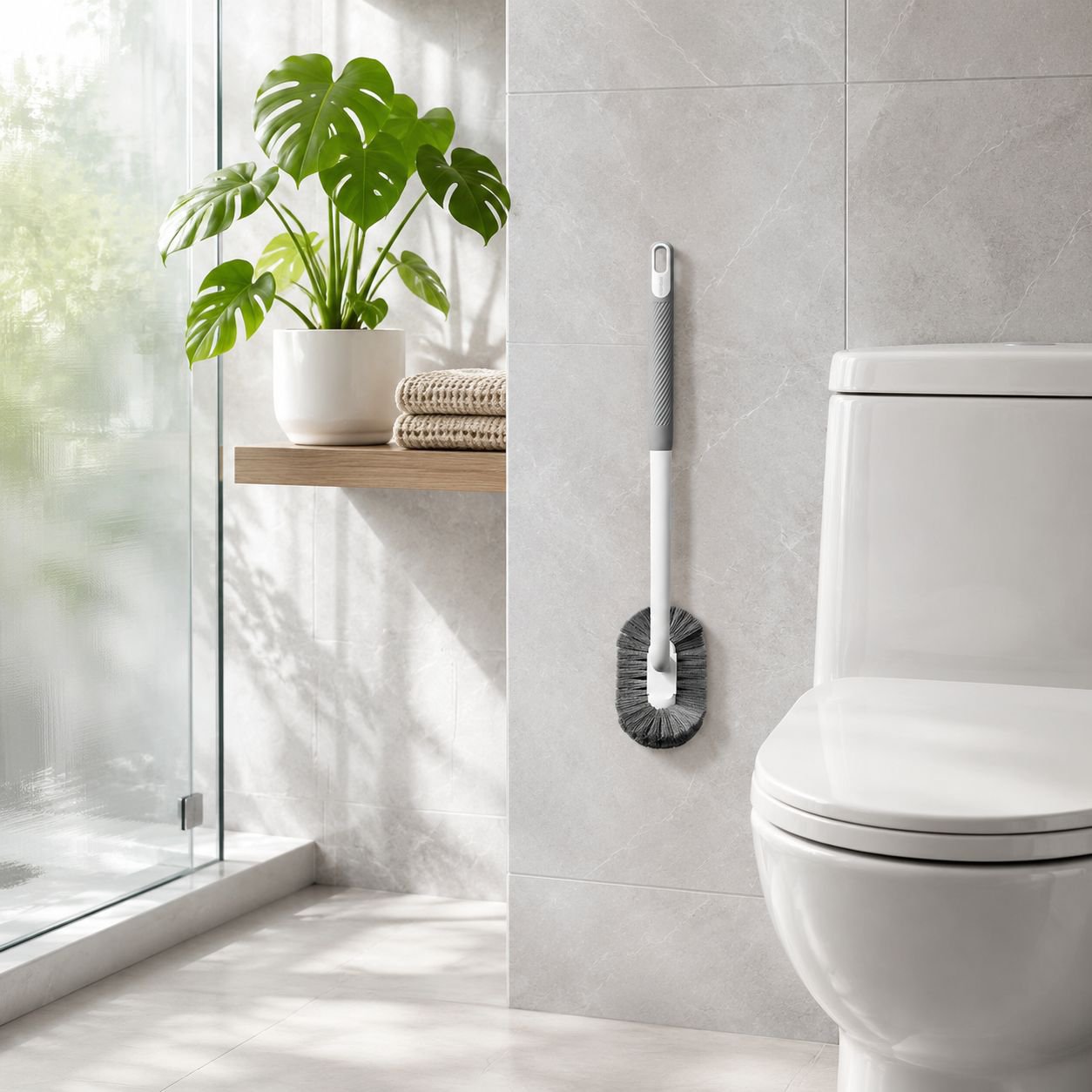 Cepillo de inodoro de mango largo y suave, tipo de pared, kit de herramientas de limpieza para baño