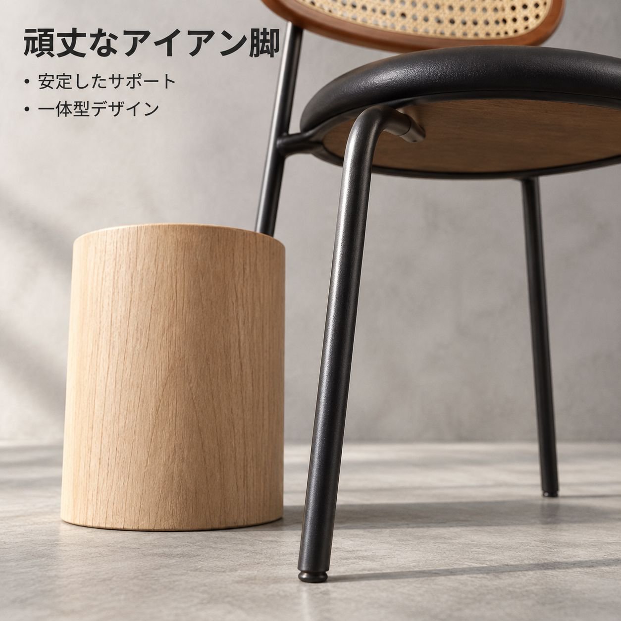家庭用ラタン調背もたれ付きダイニングチェア