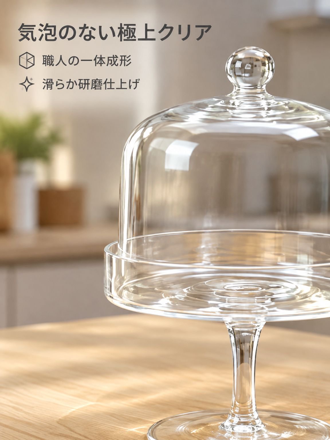 スタンド付きガラスケーキカバー