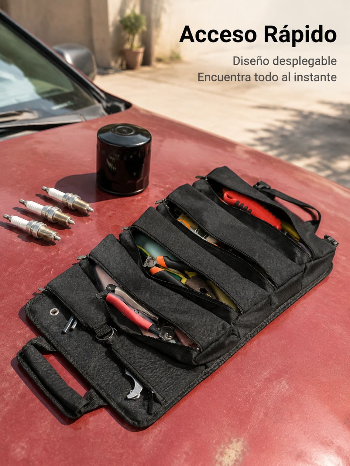 Interior espacioso de la bolsa para herramientas