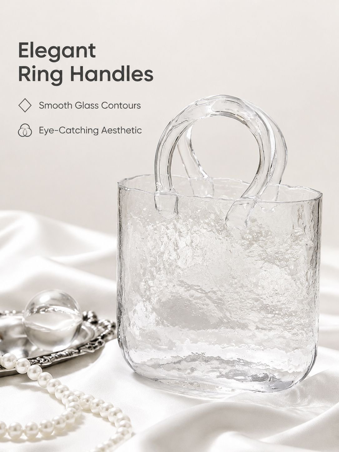 Glass vase hydroponic flower basket bag