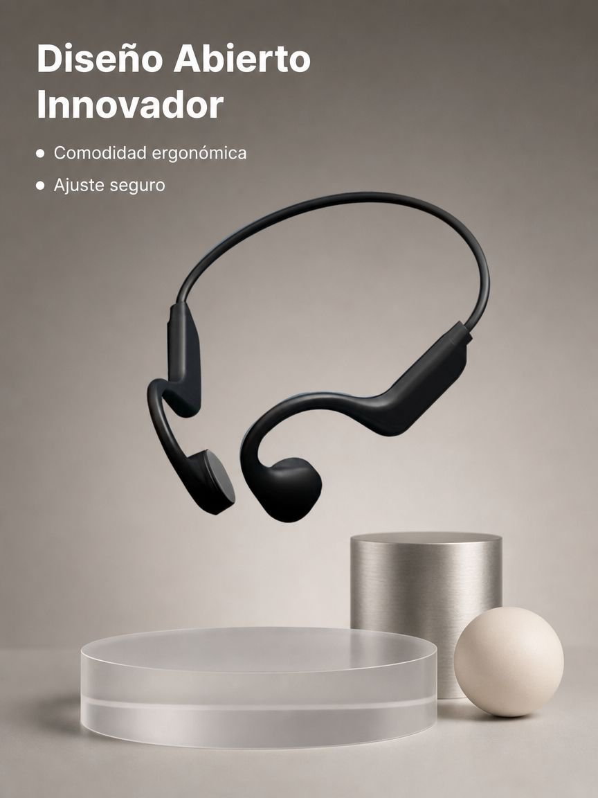 Auriculares inalámbricos de conducción ósea, diseño abierto, sensor dual