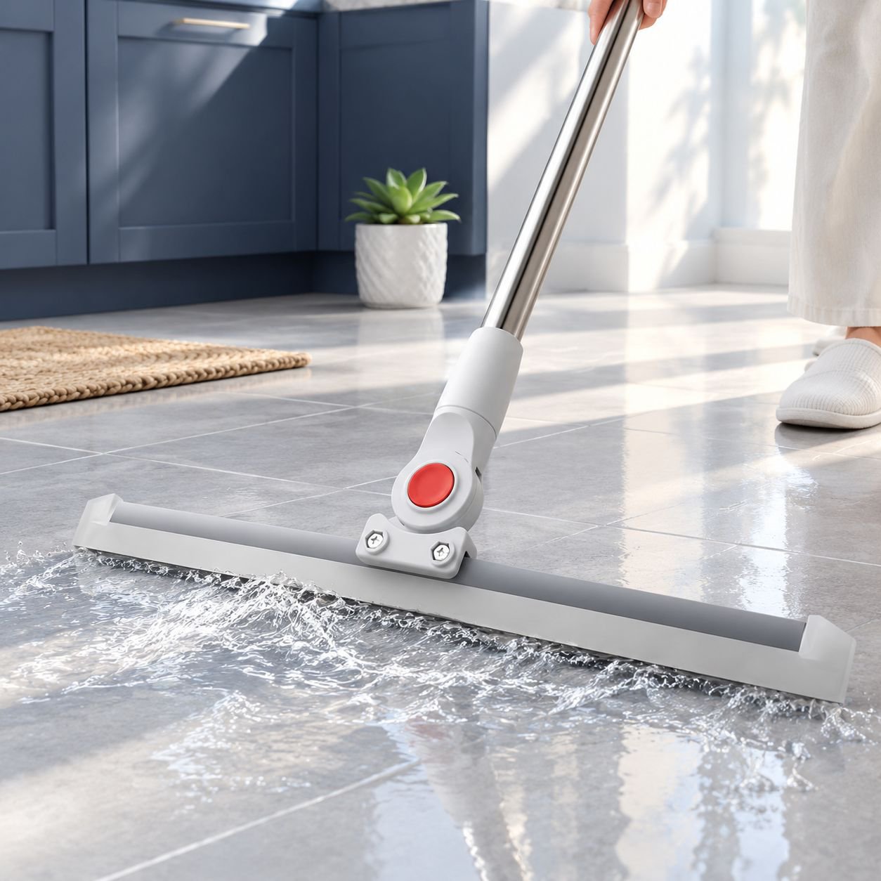 Multipurpose Silicone Squeegee cleaning bathroom tiles