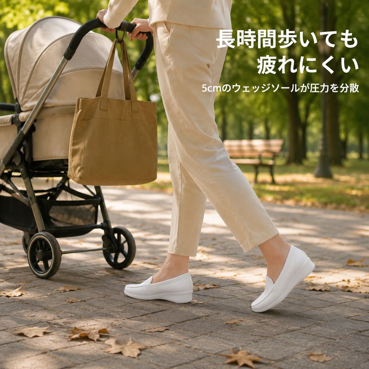 ママ向けソフトレザーぺたんこシューズ