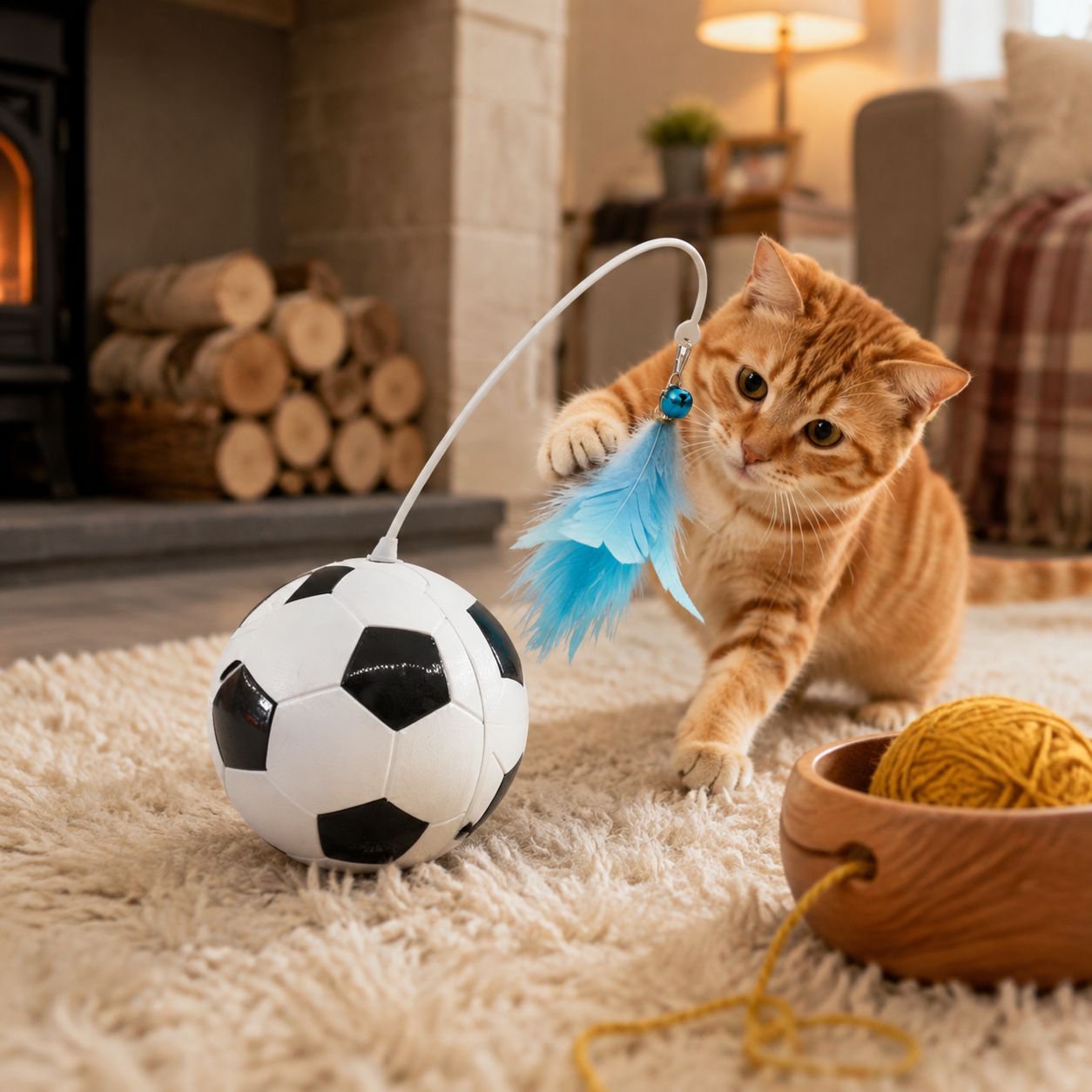 Cat teaser wand, cat toy, fun toy, treat dispenser, new soccer ball roly-poly toy