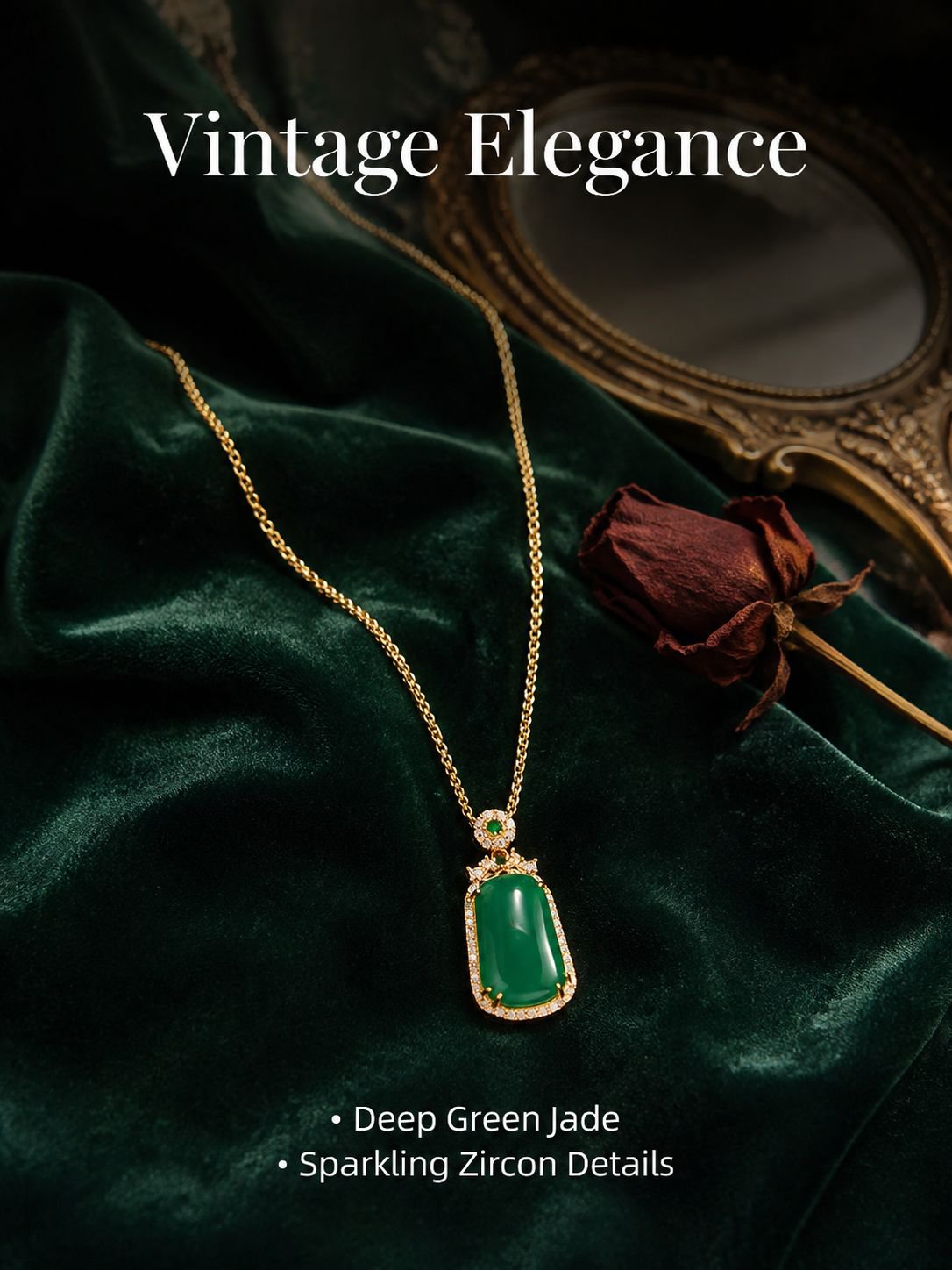 1pc Natural Jade Pendant Necklace, Ethnic Style Clavicle Chain Necklace