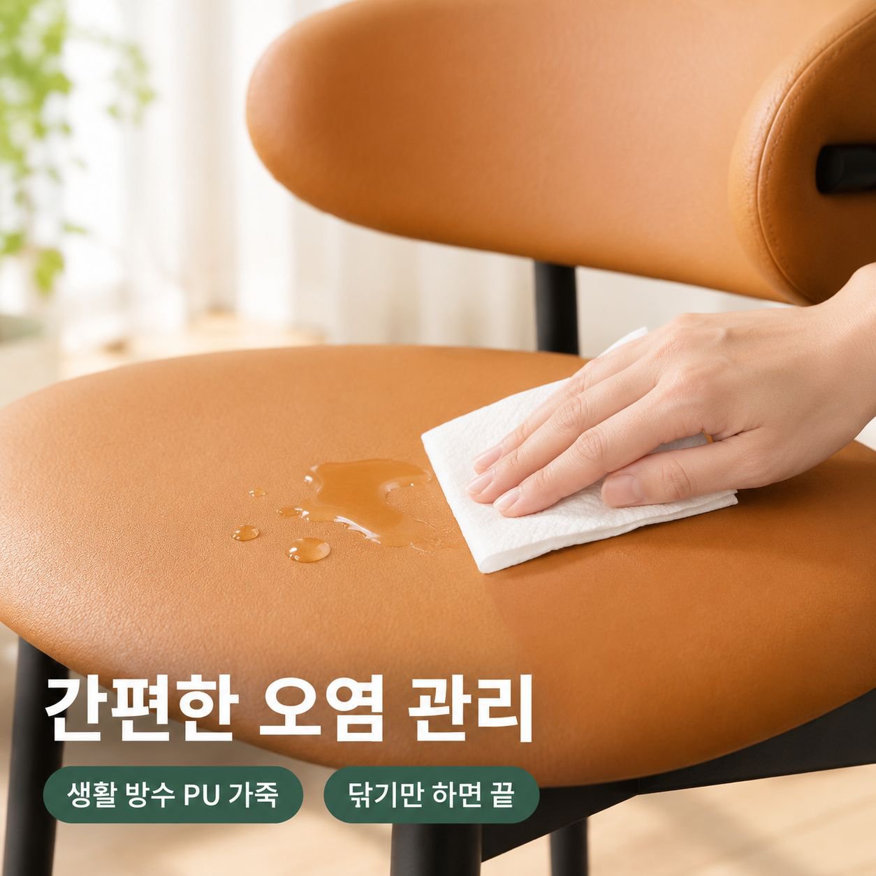 등받이가 있는 모던하고 미니멀한 가죽 의자