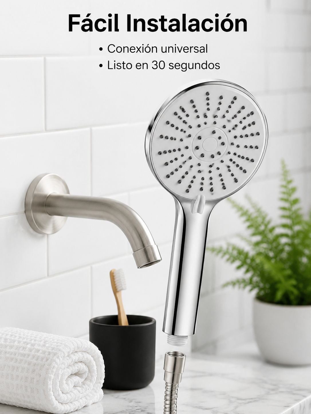 Ducha de Mano de Silicona, Panel Grande de Alta Presión para Baño