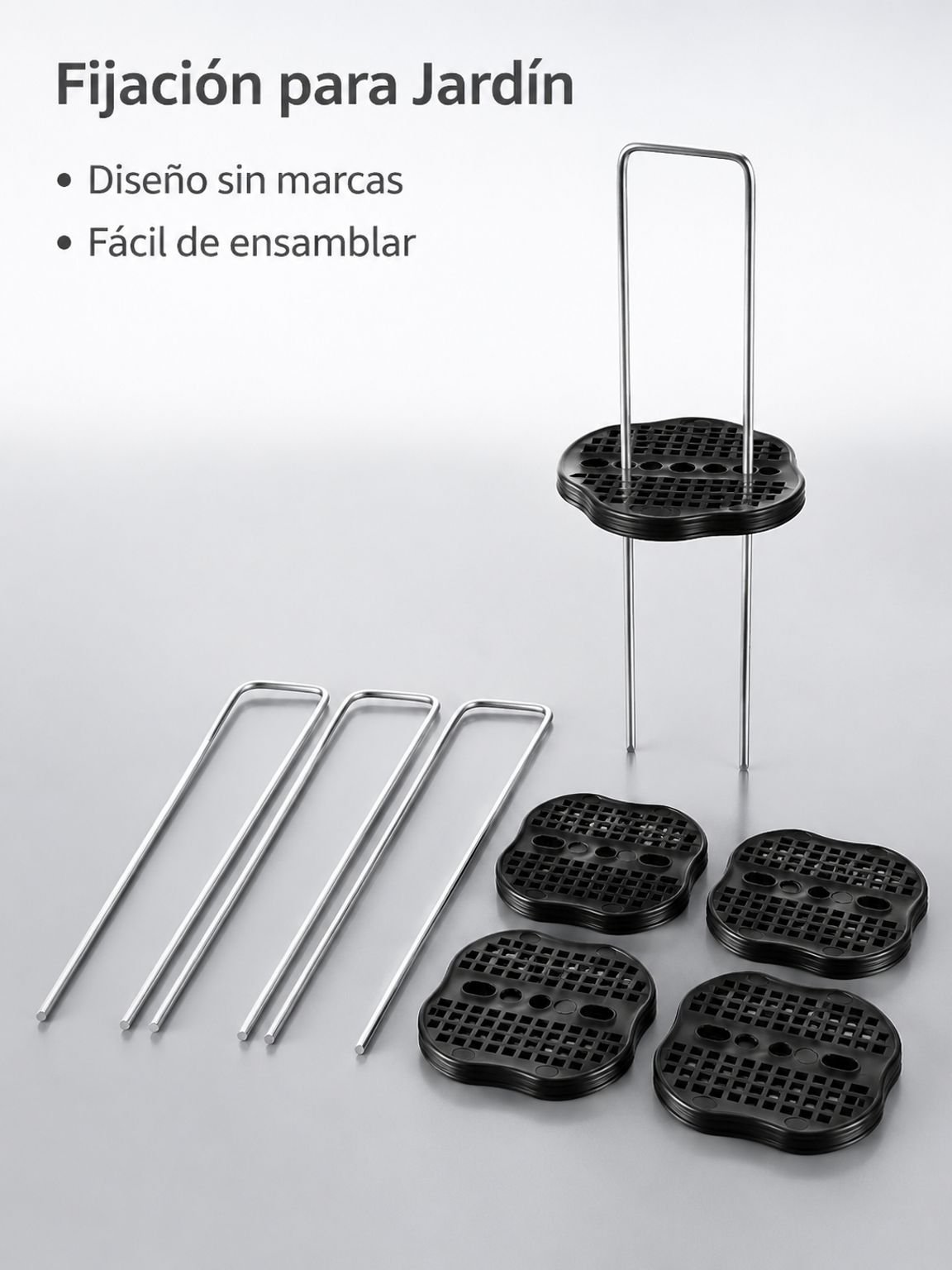 Clavos en U de 15cm para fijar manta antihierbas (paquete de 50) con aro negro