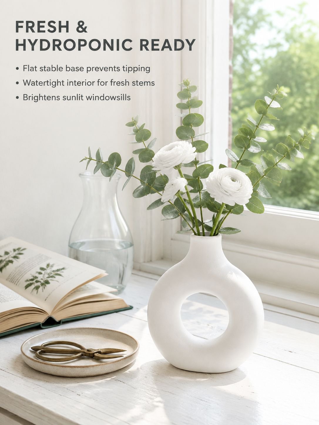 Donut vase with contemporary home accessories