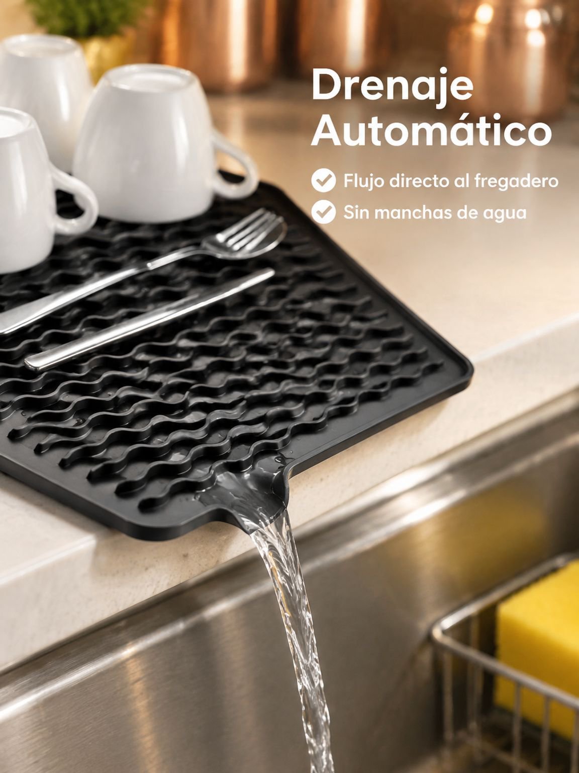 Alfombrilla de silicona para el desagüe del fregadero de la cocina