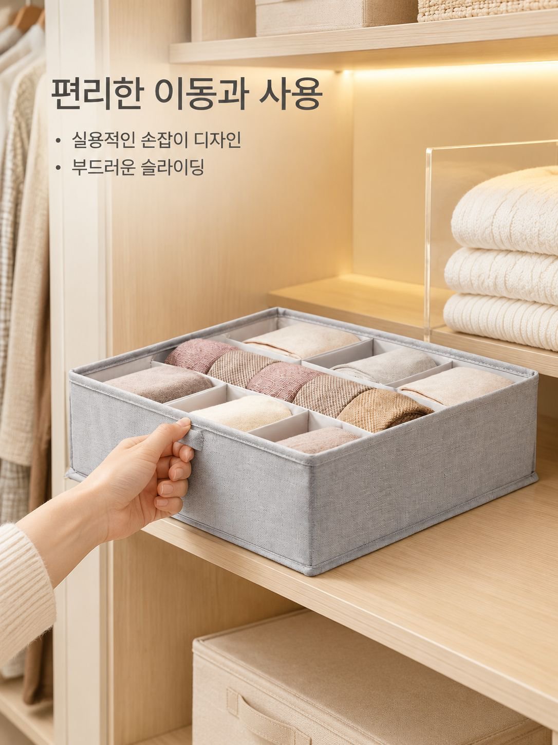 패브릭 서랍 수납함 조절 가능한 칸막이 정리함