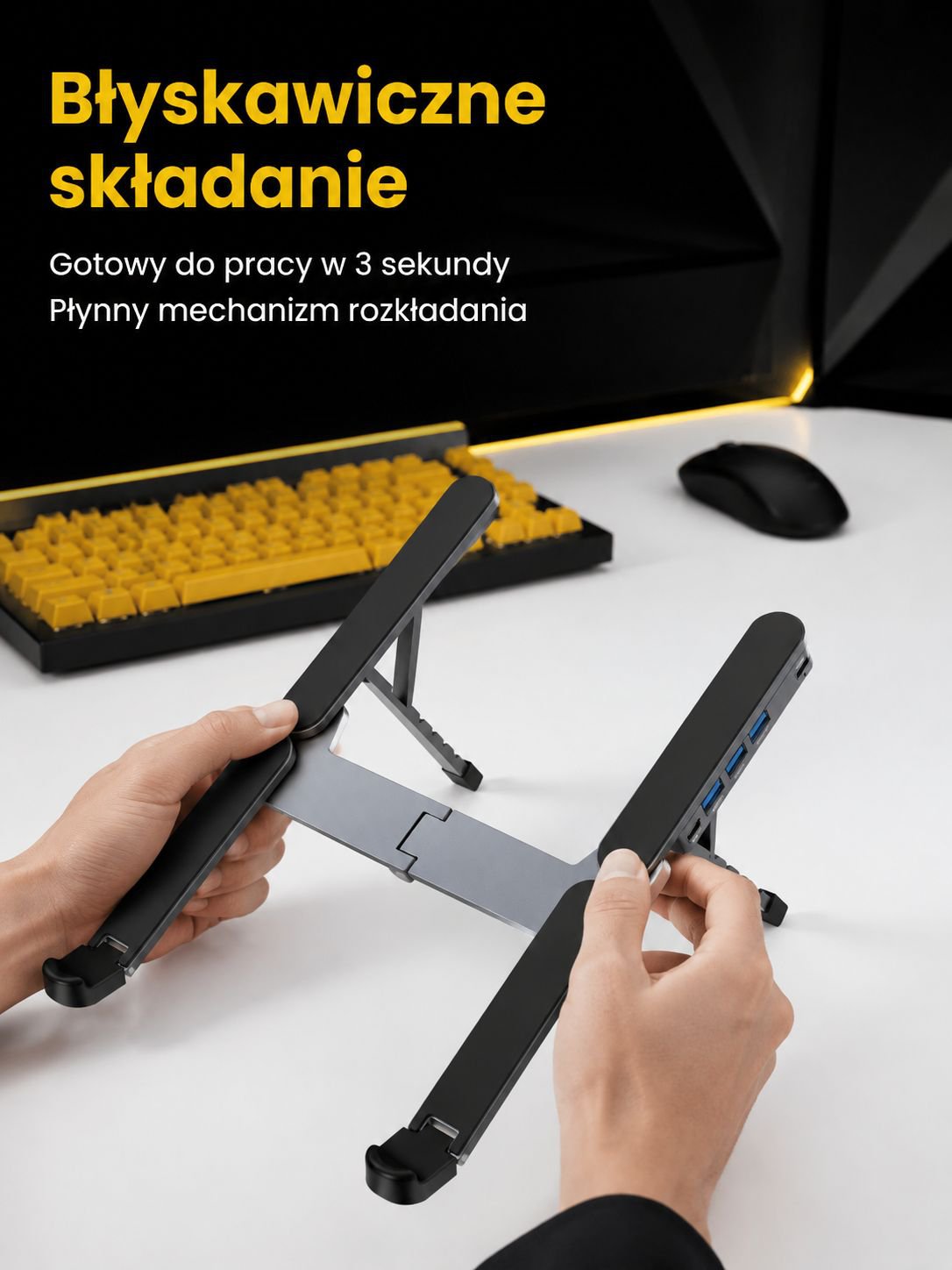 Przenośna podstawka na laptopa z 4 portami