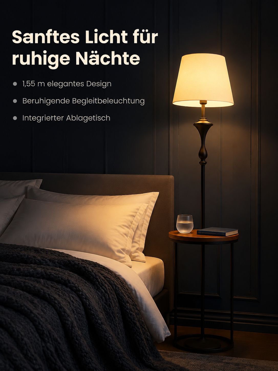 Multifunktionale amerikanische Retro-Stehlampe mit Beistelltisch für Wohnzimmer und Schlafzimmer