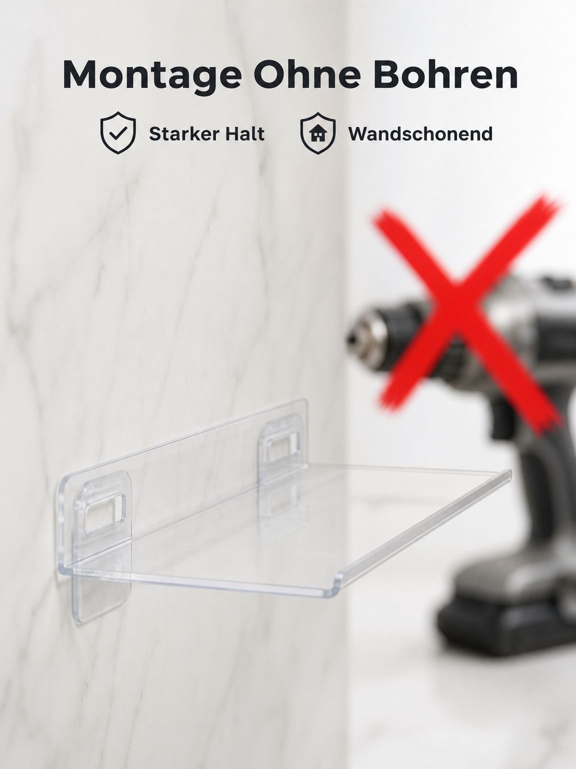 Wandregal im nordischen Stil, Wandbefestigung, kein Bohren erforderlich -- FBA