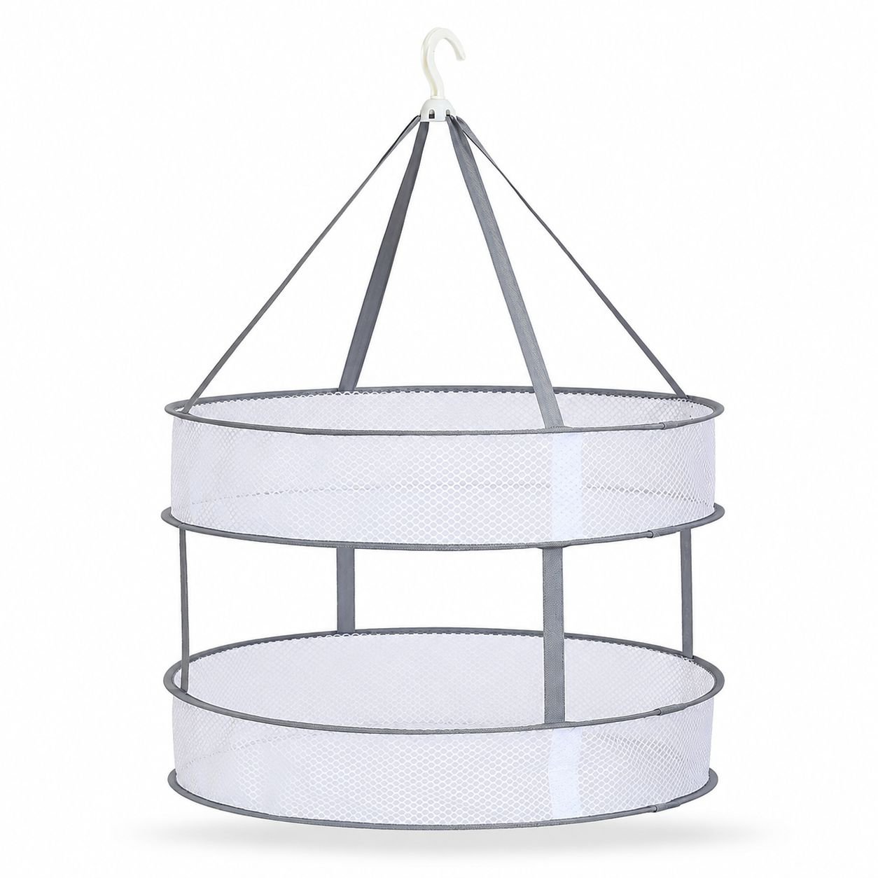 Lazy Double-Layer Foldable Drying Rack, Anti-Wind Sweater Drying Net Basket