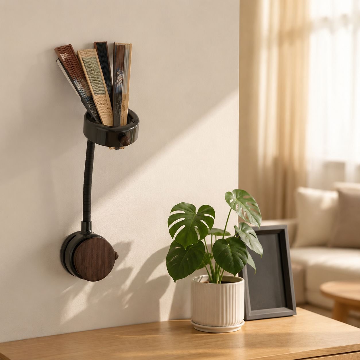 Wall-mounted Rotatable Storage Rack for Fans