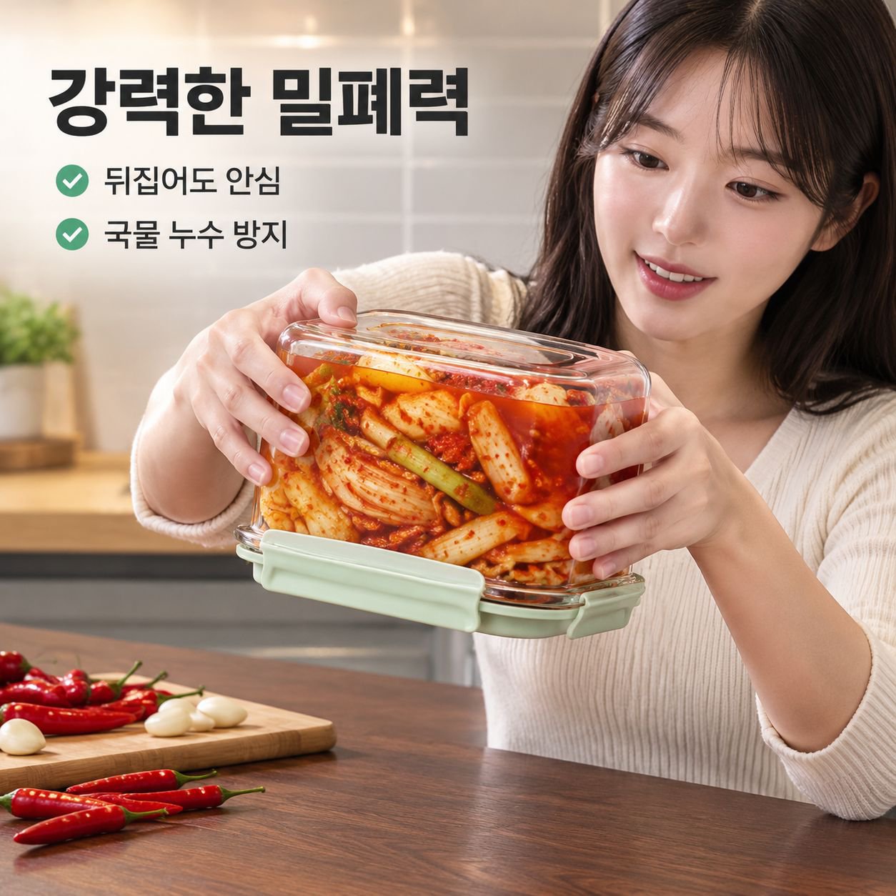 피클용 대용량 유리 용기 (뚜껑 포함)