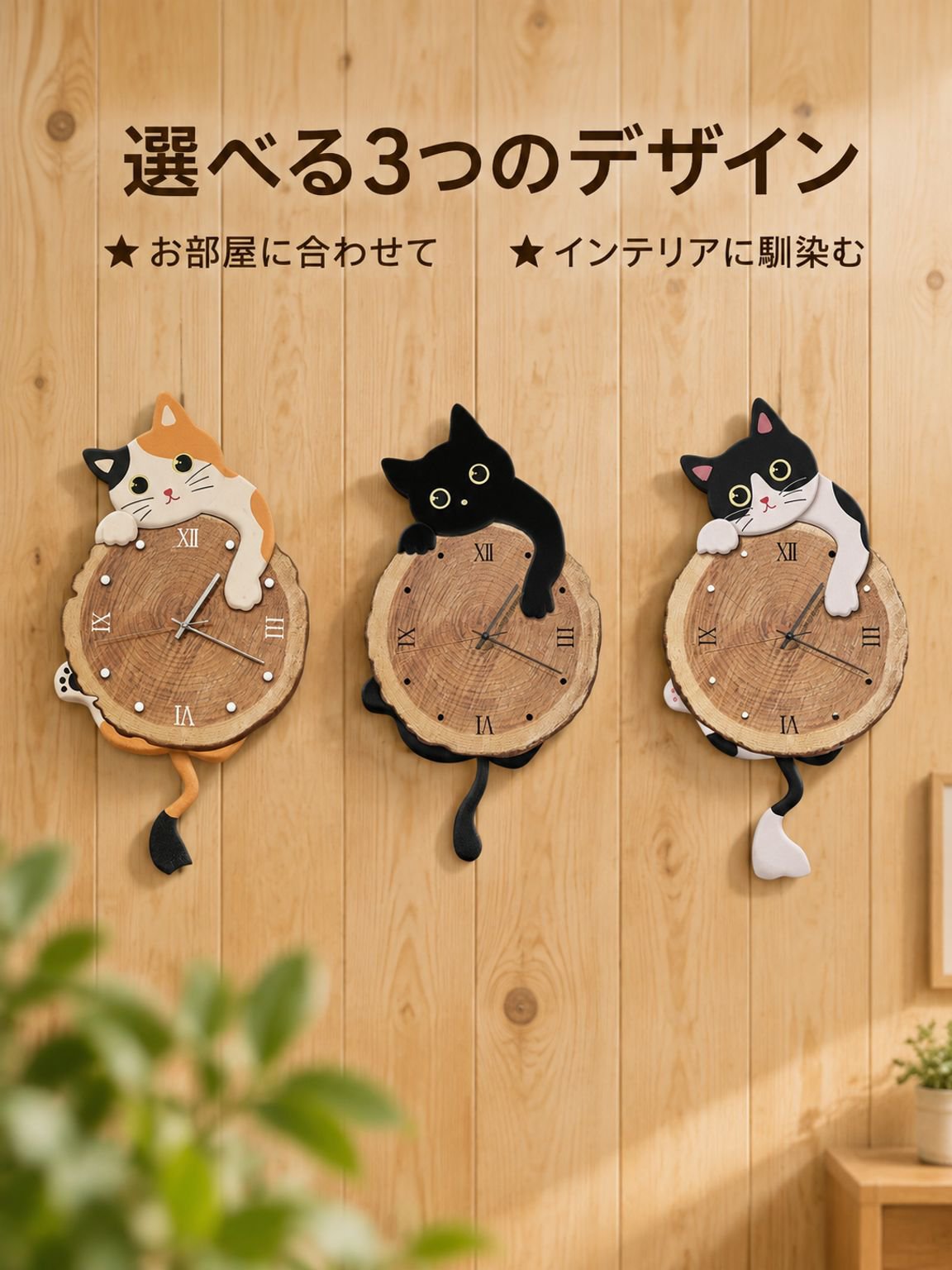 猫型壁掛け時計　リビング用新作創意時計