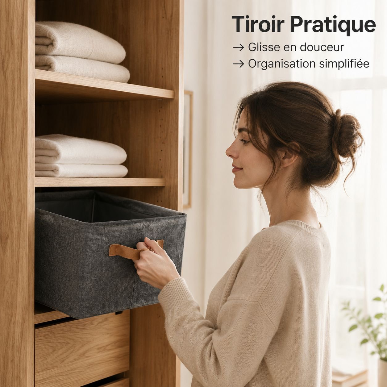 Boîte de rangement à tiroirs avec poignées